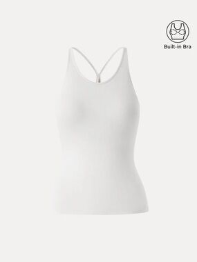 NWT OGL Lyocell Wool Sweat-Wicking Scoop Neck Bra Tank IN WHITE